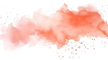 Fototapeta premium Peach watercolor splash on a white background, featuring vector brown watercolor textures and ink brush stains, creating a soft pastel effect