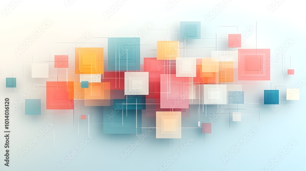 Poster minimalist digital pattern featuring clean geometric lines and subtle gradient color effects conveyi