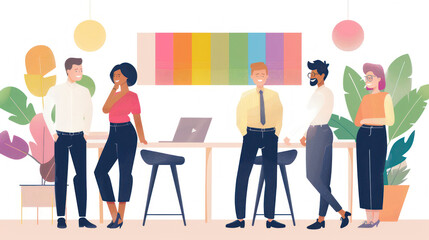 Fototapeta premium A visual of LGBTQ employees feeling represented and valued in an inclusive workplace.