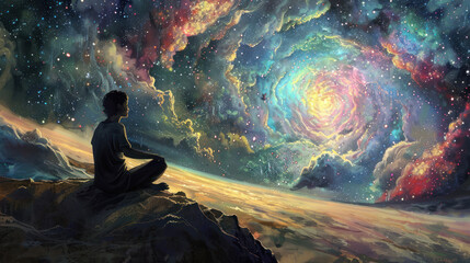 A visual of someone meditating, using dreams as a tool to access their subconscious thoughts.