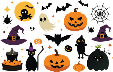 Set of Halloween elements illustration 