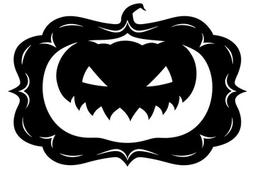 Halloween big mouth pumpkin frame_silhouette_vector illustration