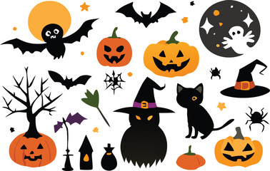 Set of Halloween elements illustration 