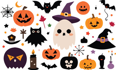Set of Halloween elements illustration 