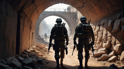 Within the labyrinthine tunnels, soldiers prepare for a siege, stockpiling provisions and reinforcing barricades as they brace themselves for the inevitable clash with the enemy, Generative AI