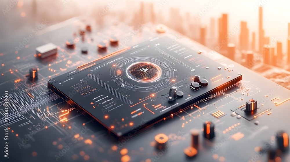 Poster stunning 3d rendering of a futuristic blockchain powered bioinformatics platform featuring a sleek h