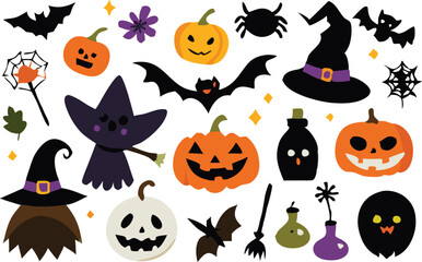 Set of Halloween elements illustration 