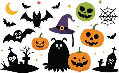 Fototapeta premium Set of Halloween elements illustration 