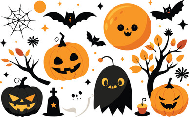 Set of Halloween elements illustration 