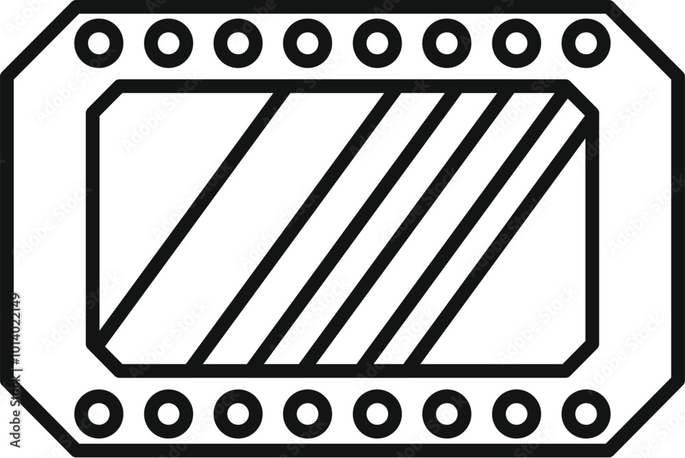 Poster line drawing icon of a spaceship window showing diagonal lines from a hyperspace jump