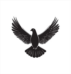 pigeon isolated on white background, bird, silhouette, eagle, vector, flying, animal, illustration, wing, nature, black, birds, dove, feather, wings, tattoo, fly, hawk, design, wildlife, flight, freed