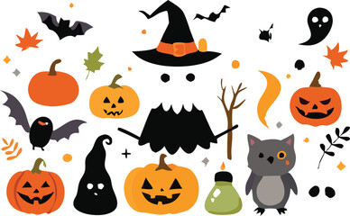 Set of Halloween elements illustration 
