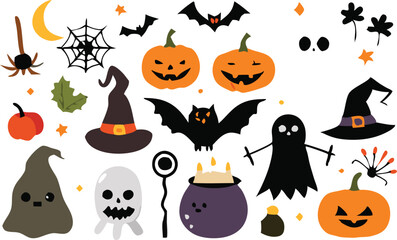 Set of Halloween elements illustration 