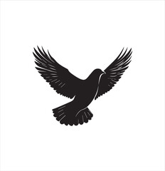 Obraz premium pigeon isolated on white background, bird, silhouette, eagle, vector, flying, animal, illustration, wing, nature, black, birds, dove, feather, wings, tattoo, fly, hawk, design, wildlife, flight, freed