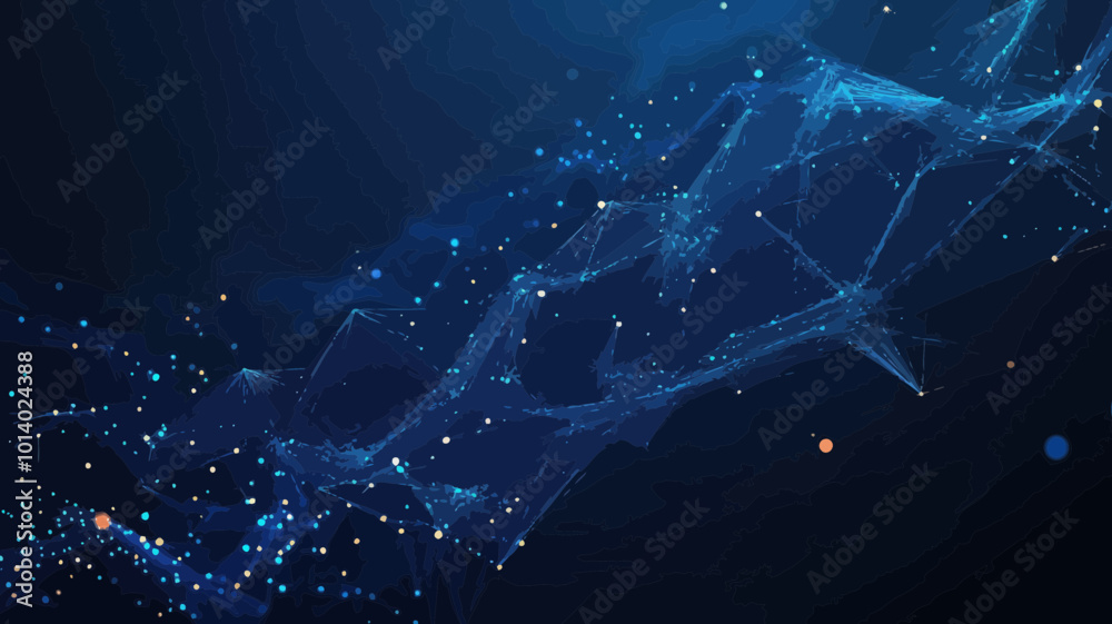 Poster abstract polygonal background with plexus effect - ai connectivity and digital technology concept in