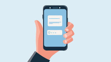 Hand Holding Smartphone with New Messages Notification in Flat Design - Concept of Mobile Communication and Instant Messaging for Business and Personal Use