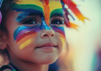 Obraz premium Portrait of a cute kid with a painted face
