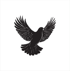 Obraz premium pigeon isolated on white background, bird, silhouette, eagle, vector, flying, animal, illustration, wing, nature, black, birds, dove, feather, wings, tattoo, fly, hawk, design, wildlife, flight, freed