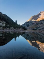 The mountain lake view in autumn