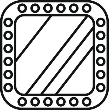 recommend clip art: Simple vector icon of a square porthole with rounded corners, behind which diagonal bars are visible