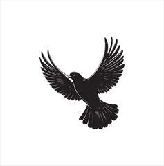 pigeon isolated on white background, bird, silhouette, eagle, vector, flying, animal, illustration, wing, nature, black, birds, dove, feather, wings, tattoo, fly, hawk, design,Art & Illustration