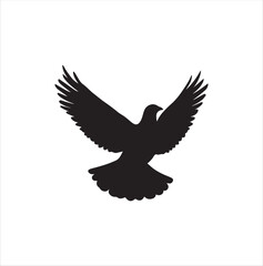 pigeon isolated on white background, bird, silhouette, eagle, vector, flying, animal, illustration, wing, nature, black, birds, dove, feather, wings, tattoo, fly, hawk, design,Art & Illustration