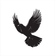 pigeon isolated on white background, bird, silhouette, eagle, vector, flying, animal, illustration, wing, nature, black, birds, dove, feather, wings, tattoo, fly, hawk, design,Art & Illustration