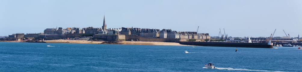 Fototapeta premium View over the historic walled city of Saint-Malo from Dinard, Brittany.