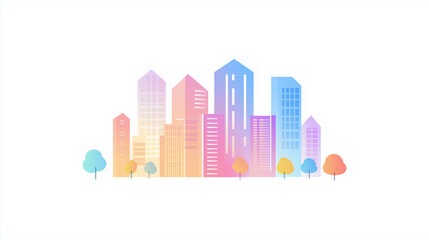 Obraz premium green city skyline with city, city skyline vector illustration, city landscape