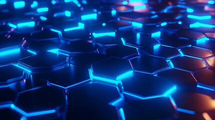 Obraz premium High-tech glowing blue hexagonal pattern creating a futuristic technology background