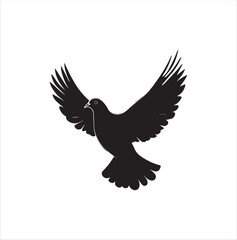 pigeon isolated on white background, bird, silhouette, eagle, vector, flying, animal, illustration, wing, nature, black, birds, dove, feather, wings, tattoo, fly, hawk, design,Art & Illustration