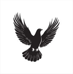 pigeon isolated on white background, bird, silhouette, eagle, vector, flying, animal, illustration, wing, nature, black, birds, dove, feather, wings, tattoo, fly, hawk, design,Art & Illustration