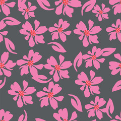 Exotic hand drawn flowers, seamless patterns with floral for fabric, textiles, clothing, wrapping paper, cover, banner, home decor, abstract backgrounds. Vector illustration.