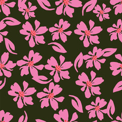 Exotic hand drawn flowers, seamless patterns with floral for fabric, textiles, clothing, wrapping paper, cover, banner, home decor, abstract backgrounds. Vector illustration.