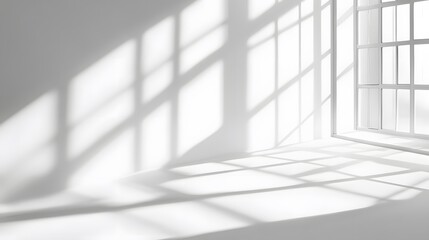 Realistic and minimalist blurred natural light with windows shadow overlay on wallpaper texture