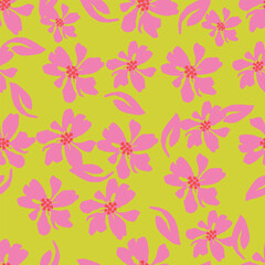 Exotic hand drawn flowers, seamless patterns with floral for fabric, textiles, clothing, wrapping paper, cover, banner, home decor, abstract backgrounds. Vector illustration.