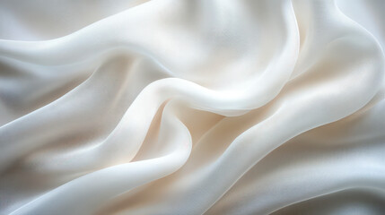 Obraz premium Elegant White Silk Wave Drapery Background with Flowing Fabric Texture Concept for Luxurious Design and Decoration
