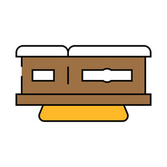 coffin on stand line icon vector. coffin on stand sign. isolated symbol illustration