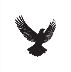 pigeon isolated on white background, bird, silhouette, eagle, vector, flying, animal, illustration, wing, nature, black, birds, dove, feather, wings, tattoo, fly, hawk, design,Art & Illustration