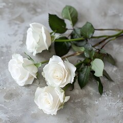 Obraz premium A close-up of a vase of white roses made with generative AI.