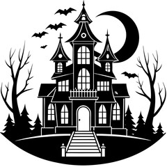 illustration of a halloween castle