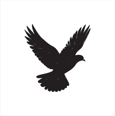 pigeon isolated on white background, bird, silhouette, eagle, vector, flying, animal, illustration, wing, nature, black, birds, dove, feather, wings, tattoo, fly, hawk, design,Art & Illustration