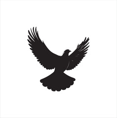pigeon isolated on white background, bird, silhouette, eagle, vector, flying, animal, illustration, wing, nature, black, birds, dove, feather, wings, tattoo, fly, hawk, design,Art & Illustration