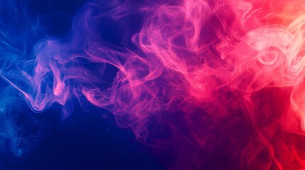 Fototapeta premium Red smoke on a blue background, mystic texture, neon colors