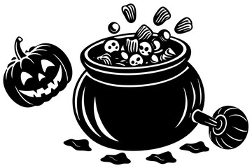 halloween pumpkin in a pot