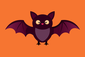 Halloween bat character. Illustration for Halloween decorations. Simple vector with cute animal from different side. Cartoon flat vector isolated on colorful background. 
