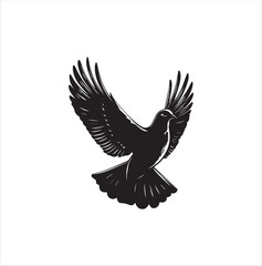 pigeon isolated on white background, bird, silhouette, eagle, vector, flying, animal, illustration, wing, nature, black, birds, dove, feather, wings, tattoo, fly, hawk, design,Art & Illustration