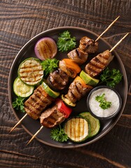 Grilled skewers with vegetables