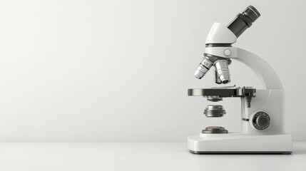 White microscope on a white background realistic scientific equipment Generative AI