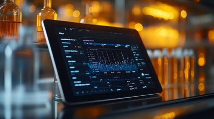 Scientists examine CRISPR data on a digital tablet in a modern laboratory setting